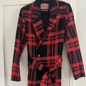 Scotch & Soda Plaid Print Trench Coat